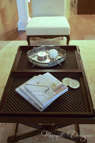 Coffee table with books.