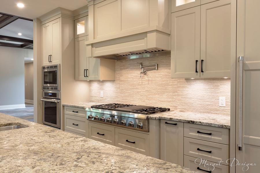 Custom kitchen cabinets with under-cabinet lighting